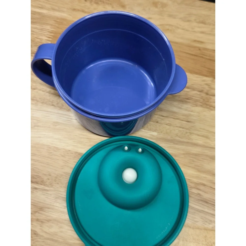 Tupperware CrystalWave Soup Mug 2 Cup Purple Teal Microwave Reheatable 3155B-2